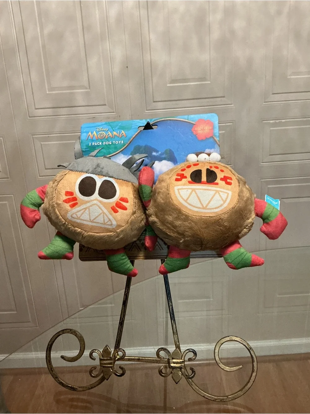 Brand  Set Of 2  Disney Dog Toy, Moana Kakamora Coconut  Clinker & Squeaker 7”